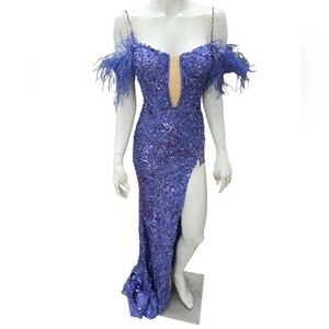 Sherri Hill Strapless Purple Sequin Gown